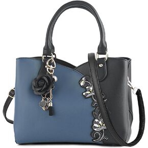 ELDA Purses and Handbags for Women Embroidery Top Handle Purse Satchel Ladies Shoulder Bag Messenger Tote Bags Crossbody Bag