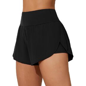 ATTRACO Women Swim Shorts Side Split Swim Trunk 2 in 1 Board Shorts with Pockets Swim Bottom