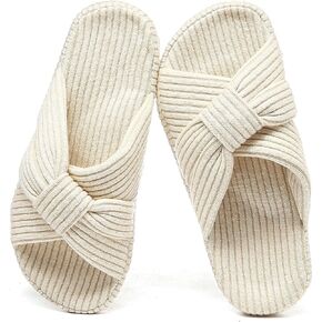 Boonble Cross Band Slippers for Women Memory Foam House Slippers with Arch Support Open Toe Bow Platform Home Shoes Comfy Cozy Trendy Gift Shoes for Indoor Outdoor Bedroom