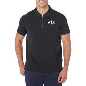 A｜X ARMANI EXCHANGE Men's Regular Cotton Pique Classic Ax Logo Zip Polo in Saudi Arabia