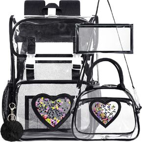 3PCS Kids Clear Backpack Heavy Duty, Cute Transparent Bookbag with Lunch Box for Boys, Black See Through School Bag - Race Car in Kuwait