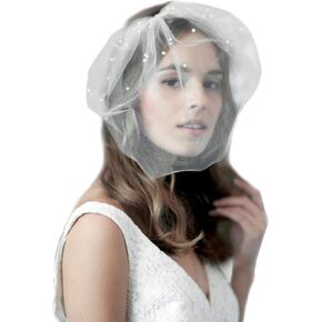 Barogirl White Birdcage Veil Short Wedding Veil Soft with Comb Bridal Headwear for Women in Saudi Arabia
