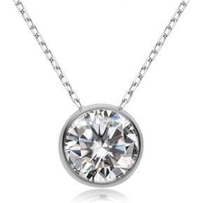 FACETS JEWELS 7.00 MM 1.20 Carat Round Cut Full White Moissanite Diamond Necklace 18'' Inch Adjustable Chain Necklace Pendants for Women in 925 Sterling Silver Gold Plated in Kuwait