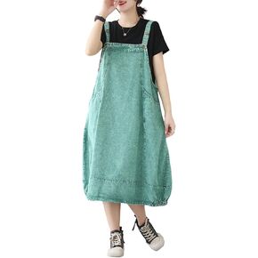 فستان نسائي عتيق كاجوال بحزام من Oaovo وتنورات فضفاضة من قماش الدنيم in Kuwait