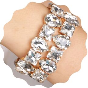 YERTTER Punk الطبقات الملونة قطرة مربعة كريستال لمط سوار الهيب هوب سوار كامل الماس اليد لمط سوار مرن الإسورة للمراهقات الفتيات النساء in Kuwait