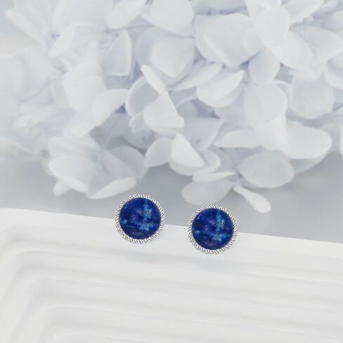 أقراط من الفضة الاسترليني أوبال / عقيق أسود / لؤلؤ / عقيق طحلب / زبرجد زيتوني / حجر القمر / حجر عين القط الوردي / اللازورد / الفيروز / اللاريمار أقراط مجوهرات عيد الميلاد هدايا عيد الميلاد للنساء الفتيات in Kuwait