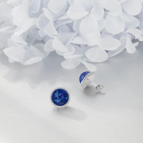 أقراط من الفضة الاسترليني أوبال / عقيق أسود / لؤلؤ / عقيق طحلب / زبرجد زيتوني / حجر القمر / حجر عين القط الوردي / اللازورد / الفيروز / اللاريمار أقراط مجوهرات عيد الميلاد هدايا عيد الميلاد للنساء الفتيات in Kuwait