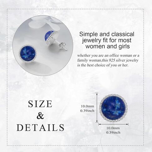 أقراط من الفضة الاسترليني أوبال / عقيق أسود / لؤلؤ / عقيق طحلب / زبرجد زيتوني / حجر القمر / حجر عين القط الوردي / اللازورد / الفيروز / اللاريمار أقراط مجوهرات عيد الميلاد هدايا عيد الميلاد للنساء الفتيات in Kuwait