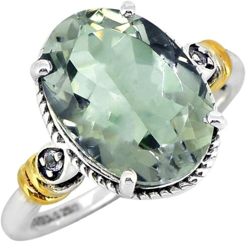 YoTreasure Natural Green Amethyst Ring Gold Over 925 Silver Gemstone Jewelry in Saudi Arabia
