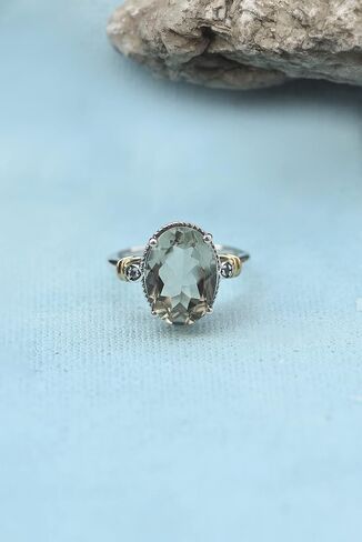 YoTreasure Natural Green Amethyst Ring Gold Over 925 Silver Gemstone Jewelry in Saudi Arabia