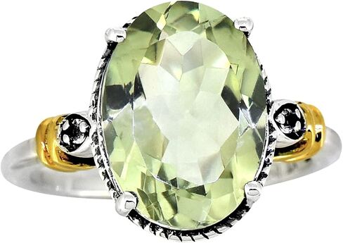 YoTreasure Natural Green Amethyst Ring Gold Over 925 Silver Gemstone Jewelry in Saudi Arabia