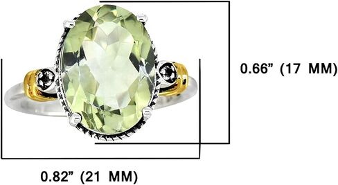 YoTreasure Natural Green Amethyst Ring Gold Over 925 Silver Gemstone Jewelry in Saudi Arabia