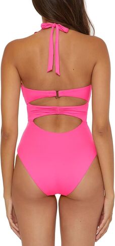 Soluna Women's Standard Buckle Up One Piece Bandeau Swimsuit with Cut Out Neckline and Removable Cups, Bathing Suits in Kuwait