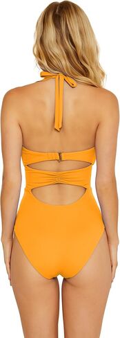 Soluna Women's Standard Buckle Up One Piece Bandeau Swimsuit with Cut Out Neckline and Removable Cups, Bathing Suits in Kuwait