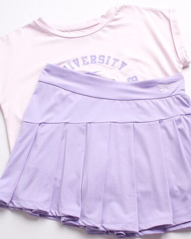 Reebok Girls Skirt Set - 2 Piece Short Sleeve Top and Flowy Tennis Skirt with Shorts Underneath - Girls Athletic Skort Set in Saudi Arabia