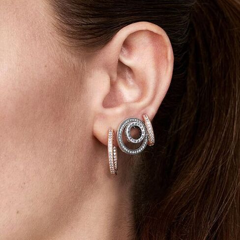 PANDORA Heart Hoop Earrings - Great Gift for Women - Stunning Women's Earrings - 14k Rose Gold & Cubic Zirconia - 1.7 mm in Saudi Arabia