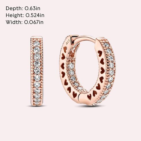 PANDORA Heart Hoop Earrings - Great Gift for Women - Stunning Women's Earrings - 14k Rose Gold & Cubic Zirconia - 1.7 mm in Saudi Arabia