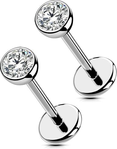 OUFER Nose Rings Studs, Titanium Nose Rings 20G, Nose Studs Threadless 6mm/8mm, Clear CZ Flat Back Nostril Piercing Jewelry for Women and Men in Saudi Arabia