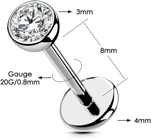 OUFER Nose Rings Studs, Titanium Nose Rings 20G, Nose Studs Threadless 6mm/8mm, Clear CZ Flat Back Nostril Piercing Jewelry for Women and Men in Saudi Arabia