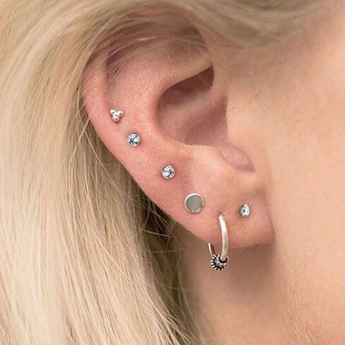 OUFER Nose Rings Studs, Titanium Nose Rings 20G, Nose Studs Threadless 6mm/8mm, Clear CZ Flat Back Nostril Piercing Jewelry for Women and Men in Saudi Arabia