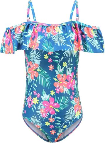 Zestonie Girls One Piece Swimsuits Off Shoulder Bathing Suit for Kids Hawaiian Swimwear 3-16 Years in Saudi Arabia