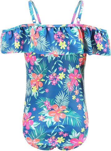 Zestonie Girls One Piece Swimsuits Off Shoulder Bathing Suit for Kids Hawaiian Swimwear 3-16 Years in Saudi Arabia
