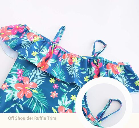 Zestonie Girls One Piece Swimsuits Off Shoulder Bathing Suit for Kids Hawaiian Swimwear 3-16 Years in Saudi Arabia