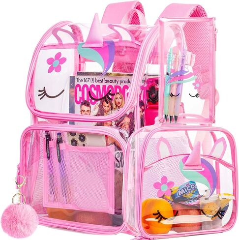 KLFVB 3PCS Clear Backpack for Boys, Kids Transparent Bookbag Stadium Approved, See Through School Bag for Elementary Preschool - Blue Dinosaur in Saudi Arabia