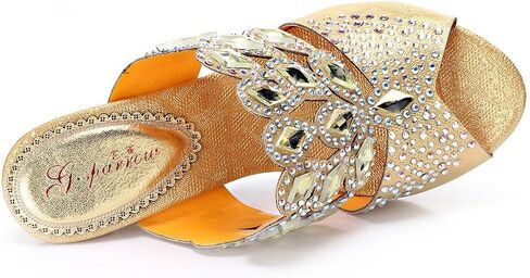 Unicoratha Women's Rhombus Shaped with Crystal Rhinestones Slip on Party Dress Wedge Sandals in Saudi Arabia