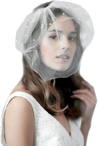 Barogirl White Birdcage Veil Short Wedding Veil Soft with Comb Bridal Headwear for Women in Saudi Arabia