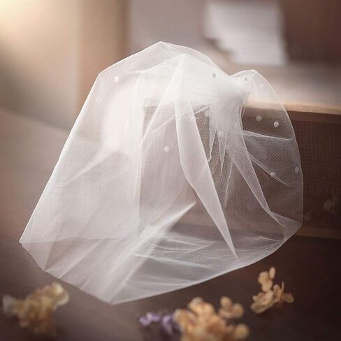 Barogirl White Birdcage Veil Short Wedding Veil Soft with Comb Bridal Headwear for Women in Saudi Arabia
