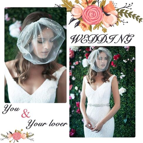 Barogirl White Birdcage Veil Short Wedding Veil Soft with Comb Bridal Headwear for Women in Saudi Arabia