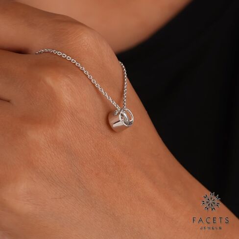 FACETS JEWELS 7.00 MM 1.20 Carat Round Cut Full White Moissanite Diamond Necklace 18'' Inch Adjustable Chain Necklace Pendants for Women in 925 Sterling Silver Gold Plated in Kuwait