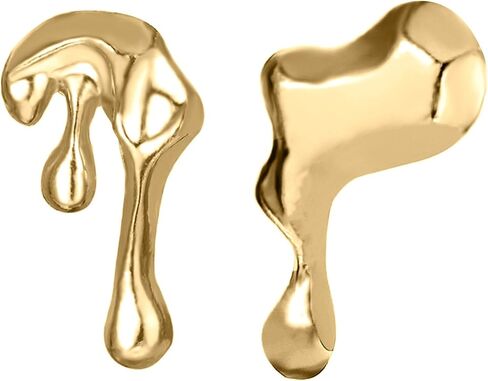 Irregular Waterdrop Earrings,Asymmetrical Drop Earrings Vintage Exaggerated Melting Liquid Gold Statement Earrings for Women Girls in Kuwait