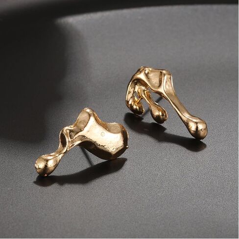 Irregular Waterdrop Earrings,Asymmetrical Drop Earrings Vintage Exaggerated Melting Liquid Gold Statement Earrings for Women Girls in Kuwait