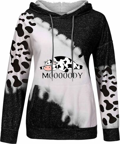 kevazingo Women's Cute Hoodie Cow Print Plus Size Hoodie for Women Pullover Top Long Sleeve Sweatshirts with Pockets in Saudi Arabia