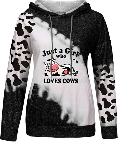 kevazingo Women's Cute Hoodie Cow Print Plus Size Hoodie for Women Pullover Top Long Sleeve Sweatshirts with Pockets in Saudi Arabia