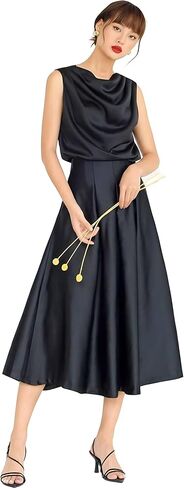تنورة طويلة للسيدات من wearVAST بخصر عالٍ ومتوسطة الطول على شكل حرف A ومتوهجة وطويلة بطيات in Kuwait