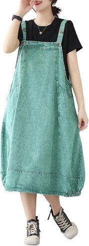 فستان نسائي عتيق كاجوال بحزام من Oaovo وتنورات فضفاضة من قماش الدنيم in Kuwait