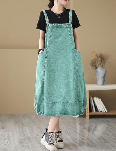 فستان نسائي عتيق كاجوال بحزام من Oaovo وتنورات فضفاضة من قماش الدنيم in Kuwait