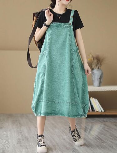 فستان نسائي عتيق كاجوال بحزام من Oaovo وتنورات فضفاضة من قماش الدنيم in Kuwait