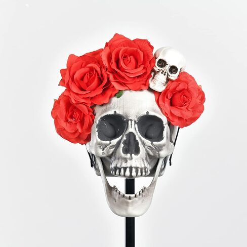 DreamLily Day of the dead Headpiece Red Rose skull Flower Crown Costume NC24 in Kuwait