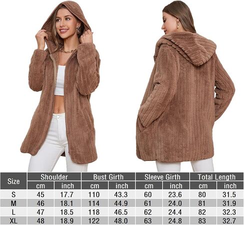 LY VAREY LIN Womens Fuzzy Fleece Sherpa Jacket Zip Up Hooded Cardigans with Pockets in Kuwait