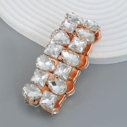 YERTTER Punk الطبقات الملونة قطرة مربعة كريستال لمط سوار الهيب هوب سوار كامل الماس اليد لمط سوار مرن الإسورة للمراهقات الفتيات النساء in Kuwait