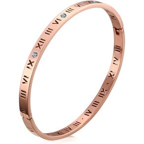 Love Friendship Stainless Steel Roman Numeral Bangle Bracelet Best Gifts Couples Valentine's Day
