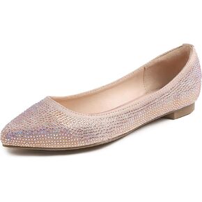 BREEZE NOUTHERLY Women's Super Sparkle Bling Party Ballets Wedding Bridal Shiny Dress Flats Rhinestone