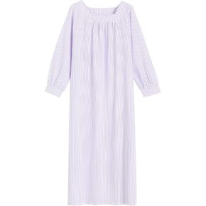 Latuza Women's Soft Cotton Seersucker Nightgown Long Sleeve Full Length