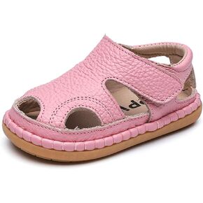 DADAWEN Baby Boys Girls Summer Lightweight Soft Sole Closed-Toe Outdoor Leather Athletic Sandals