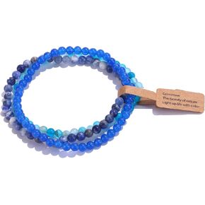 SONNYX 3PCS Healing Crystal Bracelets for Women Men 4mm Semi-Precious Gemstone Beaded Bracelets Round Gemstones Elastic Stretch Bracelet Yoga Bracelets Unisex Jewelry Gifts in Kuwait