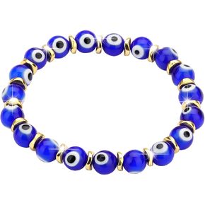 JUVJEW Evil Eye Bracelets for Women Protect 8mm ojo Glass Beaded Protection Stretch Braclet Jewelry in Saudi Arabia